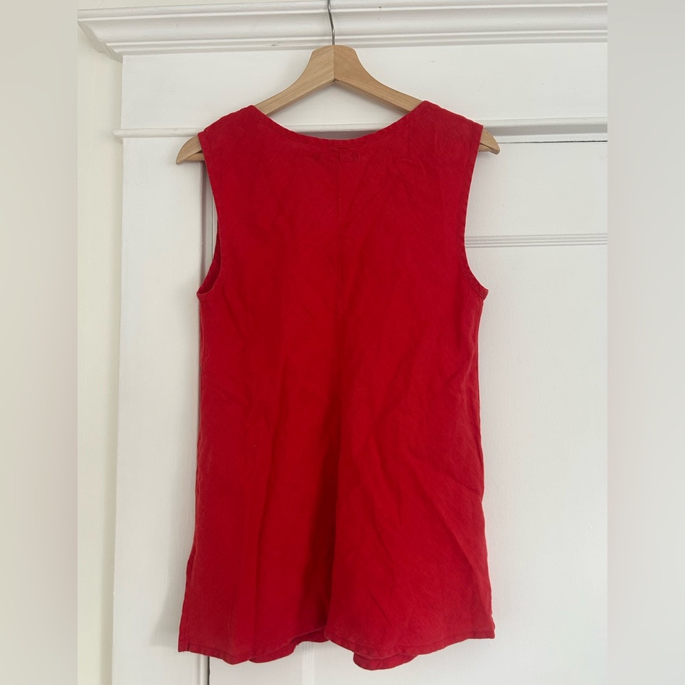 FLAX Vintage Linen Tank Top, Red, Size S - Picture 4 of 4